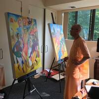 Шри Шримад Мурали Мохан Махарадж рисует картины Шри Шримад Мурали Мохан Махарадж рисует картины